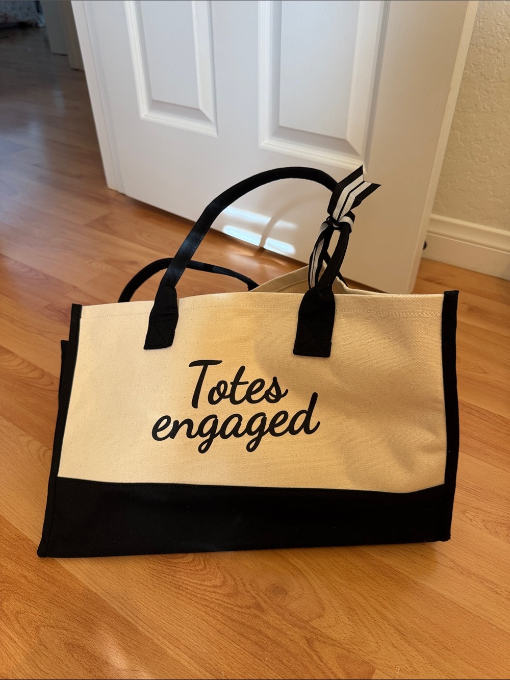 Canvas 'Totes Engaged' Tote Bag - Black and Cream